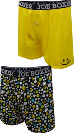 Joe Boxer Yellow Licky And Anthracite Bubbles 2 Pack Boxer Shorts(Joe Boxer Yellow Licky And Anthracite Bubbles 2 Pack Boxer Shorts)