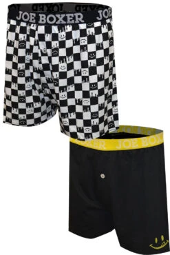 Joe Boxer Black And White Checkerboard 2 Pack Boxer Shorts(Joe Boxer Black And White Checkerboard 2 Pack Boxer Shorts)