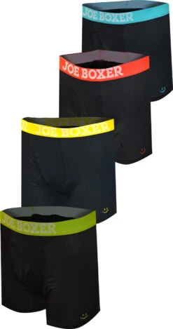 Joe Boxer 4 Pack Black Cotton Boxer Briefs(Joe Boxer 4 Pack Black Cotton Boxer Briefs)