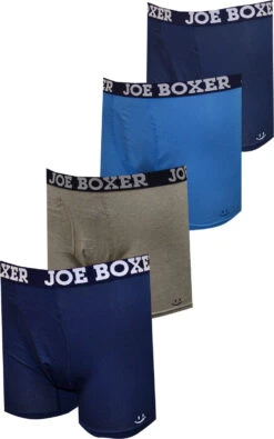Joe Boxer Blue Hues Cotton 4 Pack Boxer Briefs(Joe Boxer Blue Hues Cotton 4 Pack Boxer Briefs)
