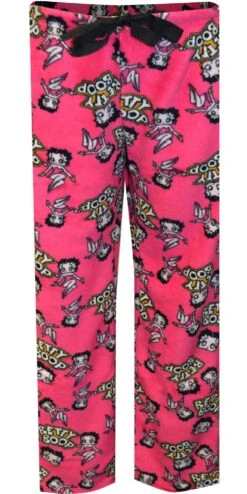 Betty Boop Flaming Hot Pink Plush Lounge Pants(Betty Boop Flaming Hot Pink Plush Lounge Pants)
