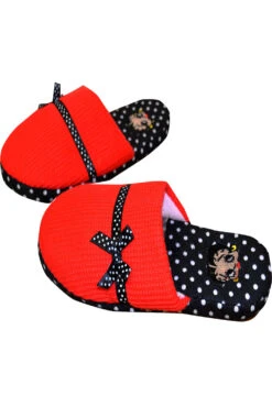 Betty Boop Red And Black Polka Dot Scuff Slippers(Betty Boop Red And Black Polka Dot Scuff Slippers) -Cozy Vibes Store bbslipperred 2 4abe62a4 8674 4eb5 aed4 b0c1e48cd1c4