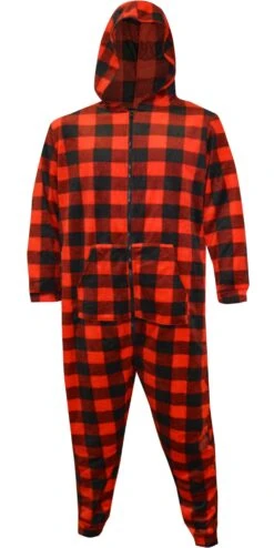 Red And Black Buffalo Plaid Print Mens Hooded Onesie(Red And Black Buffalo Plaid Print Mens Hooded Onesie) -Cozy Vibes Store beonesiered 1 b6c1d91b 6ff7 4de5 9241 8c7bb0f4196c