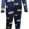 Seattle Seahawks Navy Blue One Piece Footie Pajama(Seattle Seahawks Navy Blue One Piece Footie Pajama)