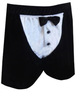 Tuxedo Look Black Velour Boxer Shorts(Tuxedo Look Black Velour Boxer Shorts)