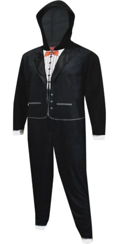 Black Tuxedo Union Suit One Piece Pajama(Black Tuxedo Union Suit One Piece Pajama)