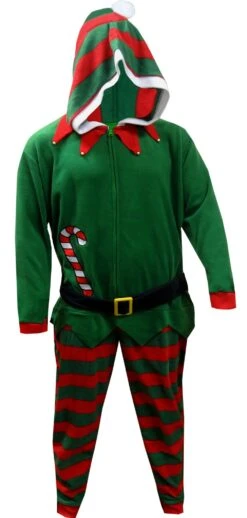 Jingle Bells Christmas Elf Hooded Onesie Pajama(Jingle Bells Christmas Elf Hooded Onesie Pajama)