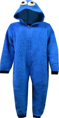 Sesame Street Cookie Monster Hooded Union Suit Mens Pajamas(Sesame Street Cookie Monster Hooded Union Suit Mens Pajamas 1)