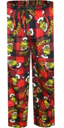 Dr. Seuss Don't Be A Grinch Red Buffalo Plaid Plush Lounge Pants(Dr Seuss Dont Be A Grinch Red Buffalo Plaid Plush Lounge Pants 1)