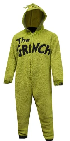Dr Seuss The Grinch Plush Sherpa Onesie Pajama(Dr Seuss The Grinch Plush Sherpa Onesie Pajama)