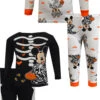 Mickey Mouse Skeleton Halloween Cotton 4 Pc Toddler Pajamas(Mickey Mouse Skeleton Halloween Cotton 4 Pc Toddler Pajamas) -Cozy Vibes Store mk1117dll 1
