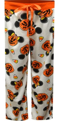Mickey And Minnie Halloween Ladies Silky Fleece Loungepants(Mickey And Minnie Halloween Ladies Silky Fleece Loungepants)