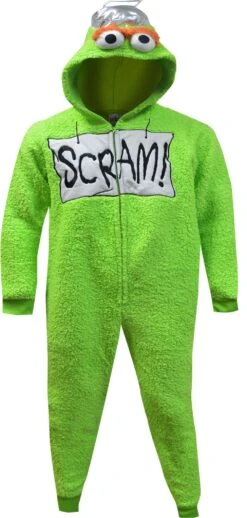 Sesame Street Oscar The Grouch Hooded Union Suit Pajamas(Sesame Street Oscar The Grouch Hooded Union Suit Pajamas)
