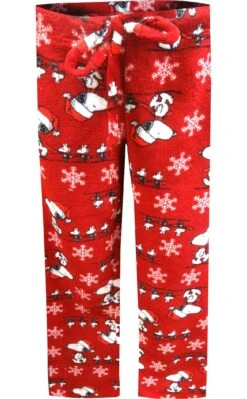 Peanuts Snoopy Christmas Red Plush Junior Cut Lounge Pants(Peanuts Snoopy Christmas Red Plush Lounge Pants)