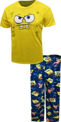 Spongebob Squarepants In A Mood Guys Pajamas(Spongebob Squarepants Guys Pajamas)