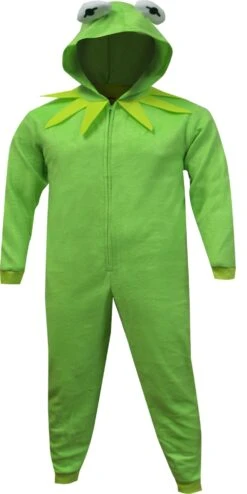 Muppets Kermit Hooded Fuzzy Onesie Union Suit Pajama(Muppets Kermit Hooded Fuzzy Onesie Union Suit Pajama)