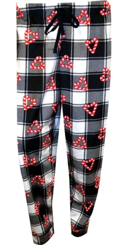 Candy Cane Hearts Buffalo Plaid Cuffed Sleep Pants(Candy Cane Hearts Buffalo Plaid Cuffed Sleep Pants)