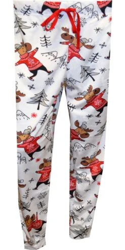 Ice Skating Woodland Moose White Cuffed Sleep Pants(Ice Skating Woodland Moose White Cuffed Sleep Pants) -Cozy Vibes Store un41920be 1 137f1bd5 9799 4c9b 9545 4d4ef7657c3c