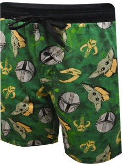 Star Wars Mandalorian And Grogu Green Lounge Shorts(Star Wars Mandalorian And Grogu Green Lounge Shorts)