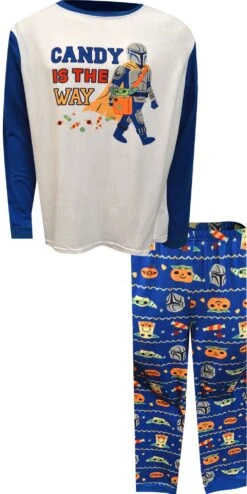 Star Wars Mandalorian And Grogu Halloween Candy Is The Way Pajama(Star Wars Mandalorian And Grogu Candy Is The Way Mens Pajama)