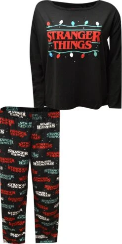 Stranger Things Logo And Lights Silky Fleece Pajama(Stranger Things Logo And Lights Silky Fleece Pajama) -Cozy Vibes Store w8701205ss 2 11bc1266 4b7a 414c b25e 94d8a55137b2