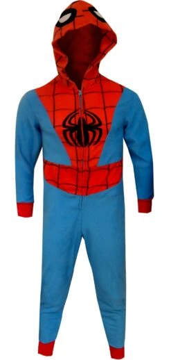 Spiderman Hooded Fleece One Piece Slim Cut Pajama(Spiderman Hooded Fleece One Piece Slim Cut Pajama)