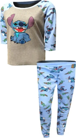 Lilo And Stitch Blue Thermal Waffle Pajama Set(Lilo And Stitch Blue Thermal Waffle Pajama Set) -Cozy Vibes Store wf20317ss 2 1c493301 991a 4604 9192 a8e7afbcdc1a