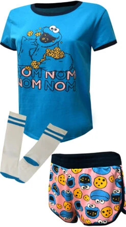 Cookie Monster Shortie Pajama Set With Socks(Cookie Monster Shortie Pajama Set With Socks)