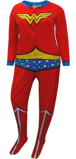 Wonder Woman Fleece Junior Cut One Piece Footie Pajama(Wonder Woman Fleece Junior Cut One Piece Footie Pajama)