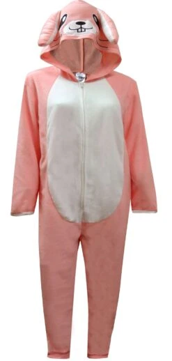 Adorable Pink Easter Bunny Hooded Onesie Pajama(Adorable Pink Bunny Hooded Onesie Pajama)