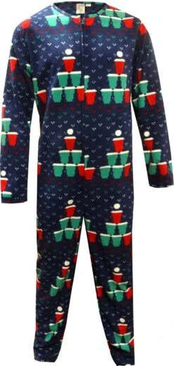 Beer Pong Christmas Tree One Piece Union Suit Pajama(Beer Pong Christmas Tree One Piece Union Suit Pajama)