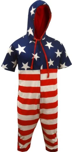 American Flag Hooded Cropped Union Suit Pajama(American Flag Hooded Cropped Union Suit Pajama)